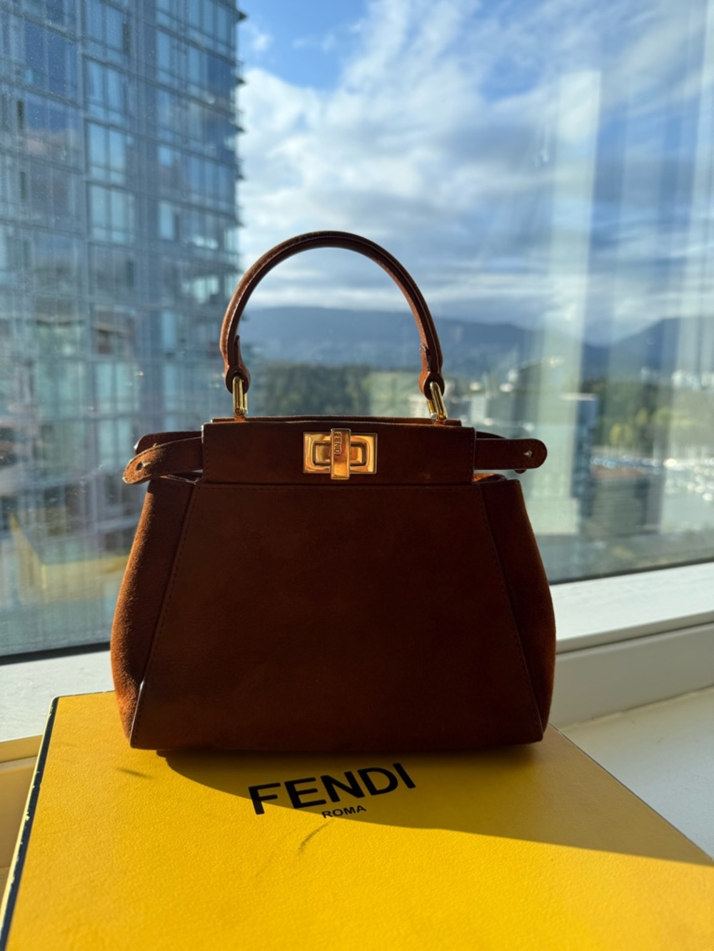 Authentic Fendi Peekaboo Suede Bag w Strap - Picture 5 of 11